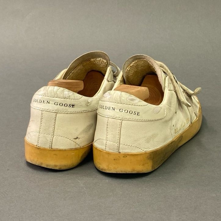 2l25 GOLDEN GOOSE ゴールデングース OLD SCHOOL オールドスクール USED加工 ベルクロスニーカー 40 ホワイト レザー SUPER STAR GGDB ユーズド加工 シューズ