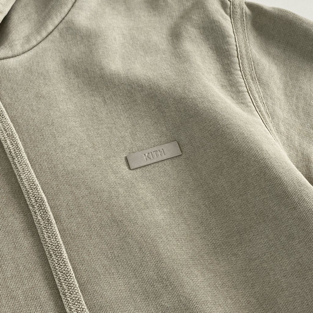 2d10 KITH キス ウォッシュ加工 スウェットパーカー プルオーバーパーカー ロゴプレート KHW2071 XS グレージュ コットン100%