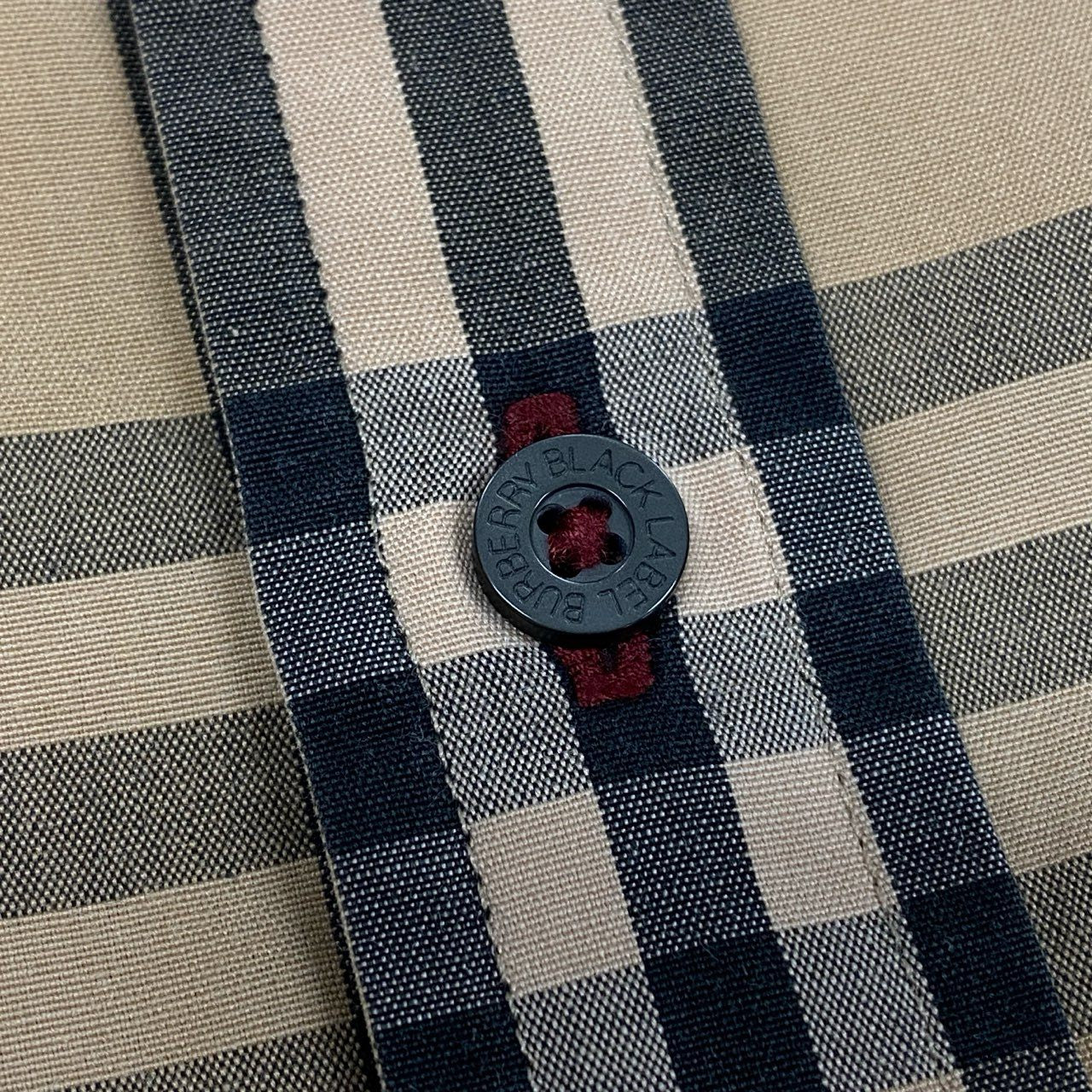 Ic2 BURBERRY BLACK LABEL バーバリーブラックレーベル 半袖シャツ トップス ノバチェック ホース刺繡 3 ベージュ系 コットン メンズu02t