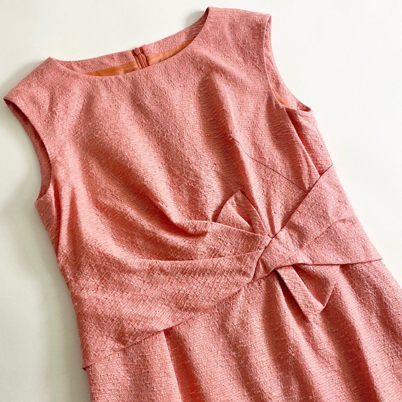 50c21 《未使用》 定価¥86,900 HANAE MORI ハナエモリ ノースリーブワンピース 40 ピンク ドレス ウエストリボン タグ付き