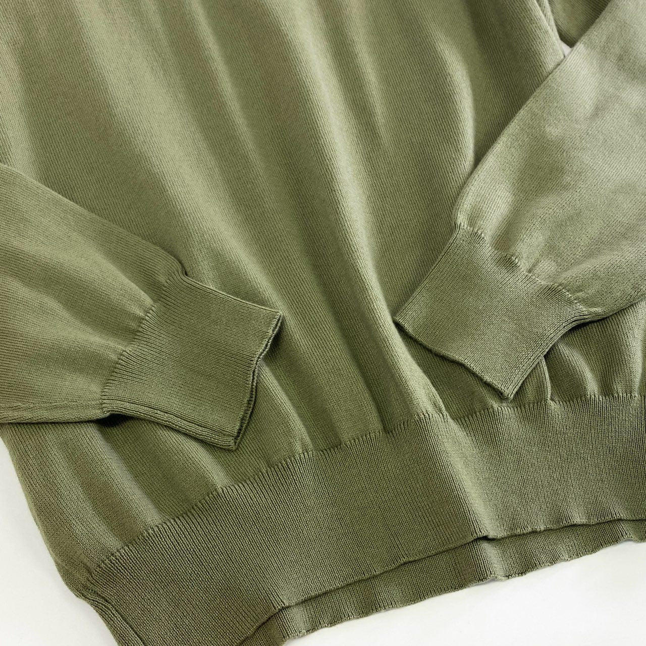 55j18 タグ付 Settefili Cashmere セッテフィーリカシミア BR別注 クルーネック コットンニット セーター イタリア製 FS332/1BR 44 カーキ