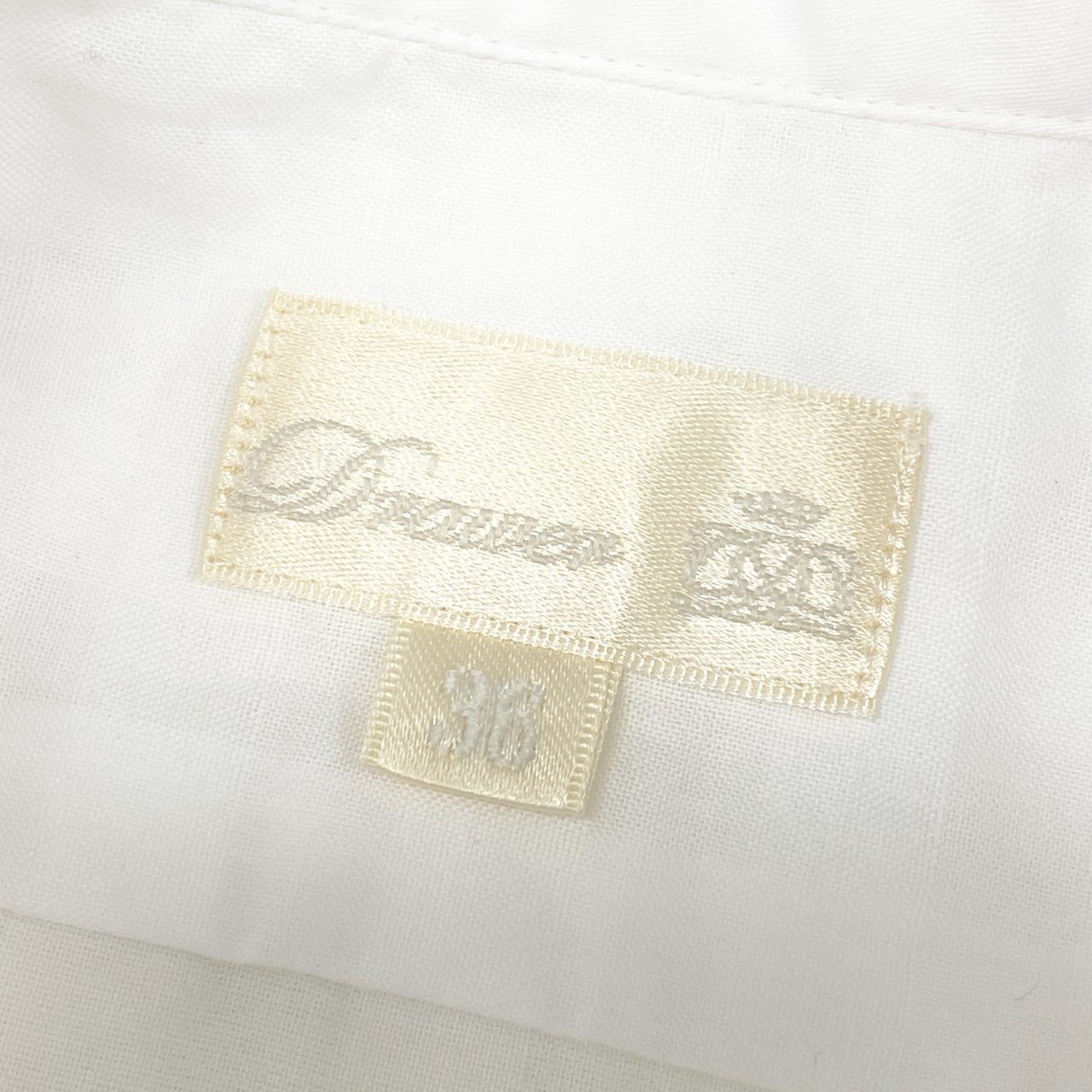 80d4 定価¥47300 Drawer ドゥロワー チェックブザム スタンドカラーシャツ 36 ホワイト シアー ブラウス 日本製