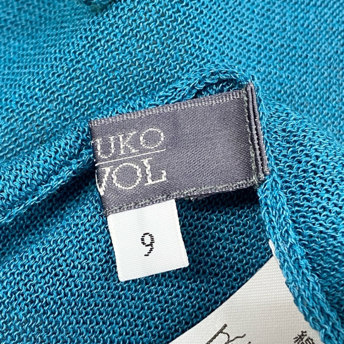 41k26 《美品》 TOKUKO 1er VOL トクコプルミエヴォル ノースリーブ ニットワンピース アルファベット刺繍 花柄 レディース 女性用 9 ブルー系u02t