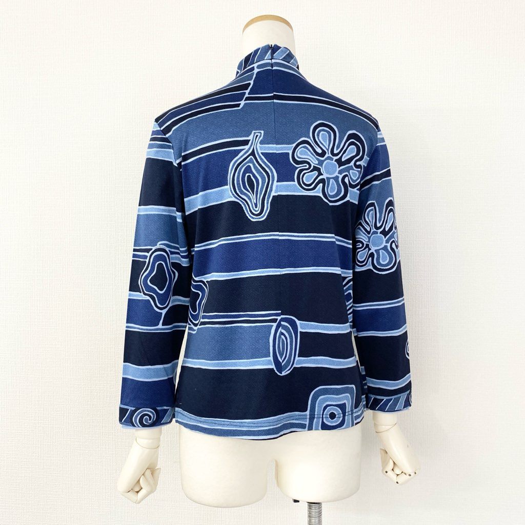59e20 LEONARD SPORT レオナールスポーツ 長袖Tシャツ ロングスリーブカットソー トップス サイズM ブルー コットン100% レディース 日本製 春夏