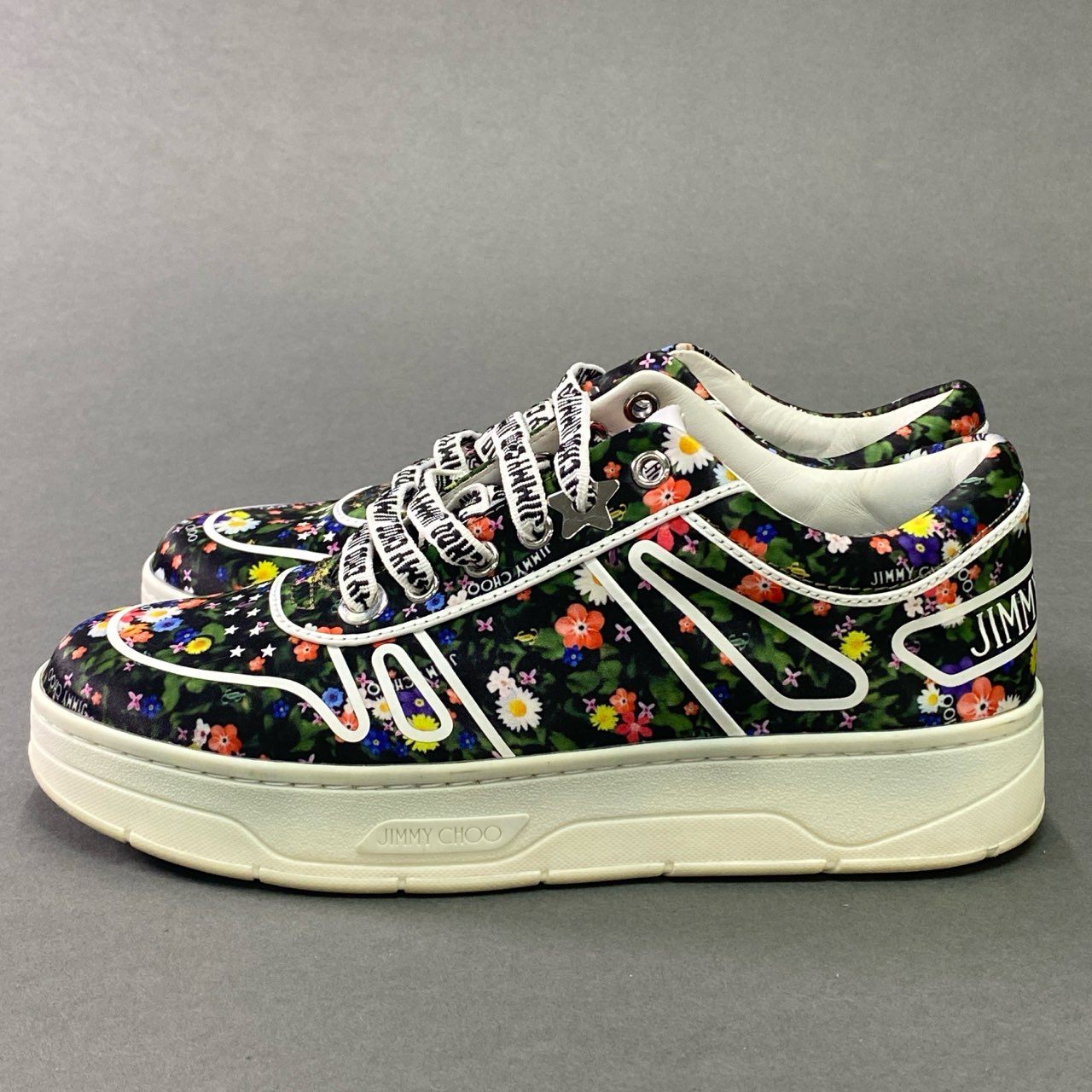 7c11 JIMMY CHOO ジミーチュウ フラワープリント ローカットスニーカー 花柄 シューズ 35 マルチカラー
