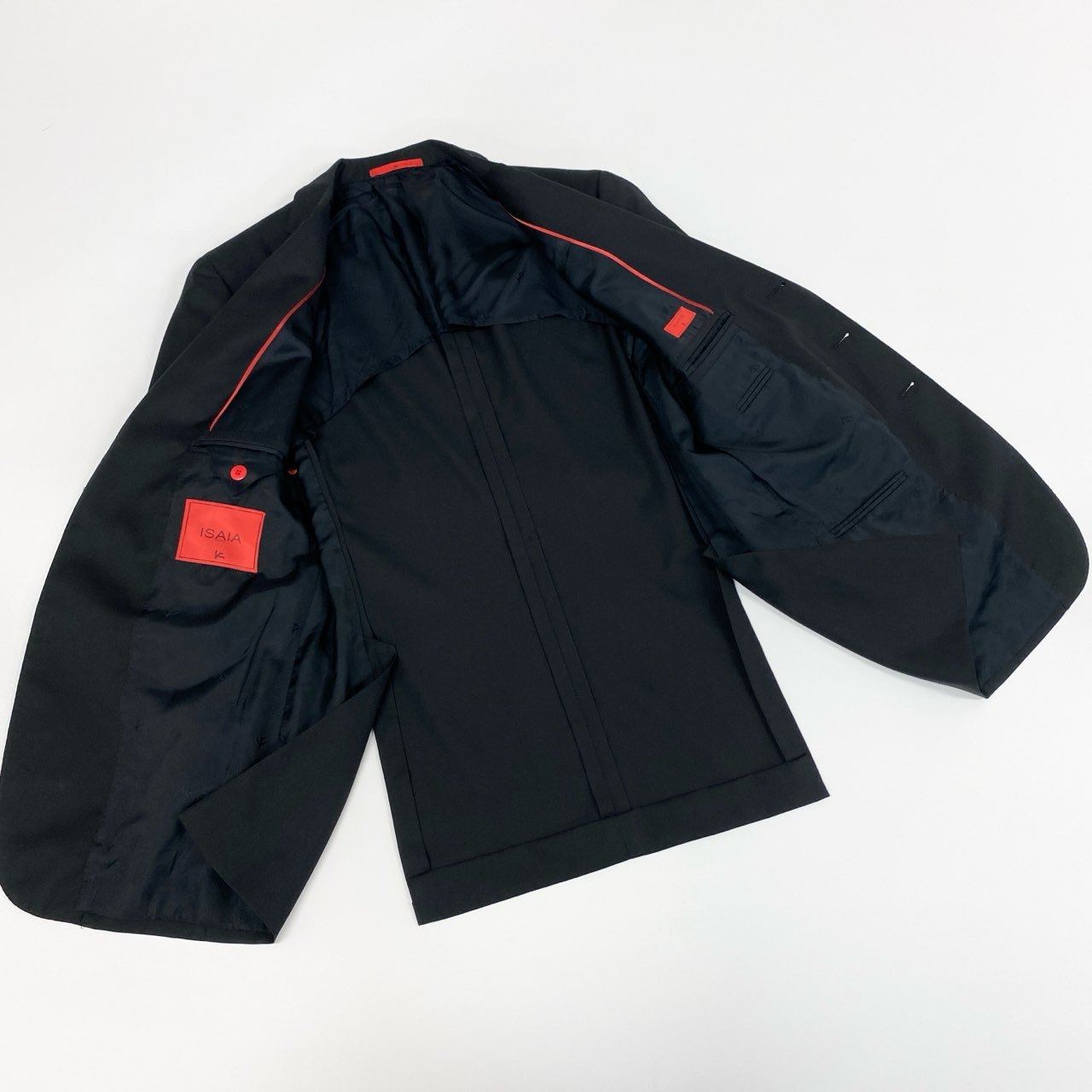 87f24 《美品》 ISAIA NAPOLI イザイア シングルスーツ セットアップ AQUASPIDER サイズ50 ブラック ウール100% メンズ 紳士服 イタリア製