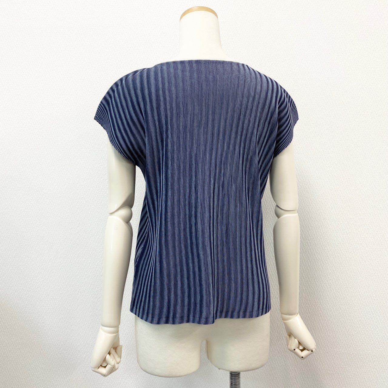 37a16 PLEATS PLEASE ISSEY MIYAKE プリーツプリーズイッセイミヤケ 日本製 プリーツカットソー 半袖Tシャツ ストライプ プルオーバー トップス PP01FK352 3 ブルー