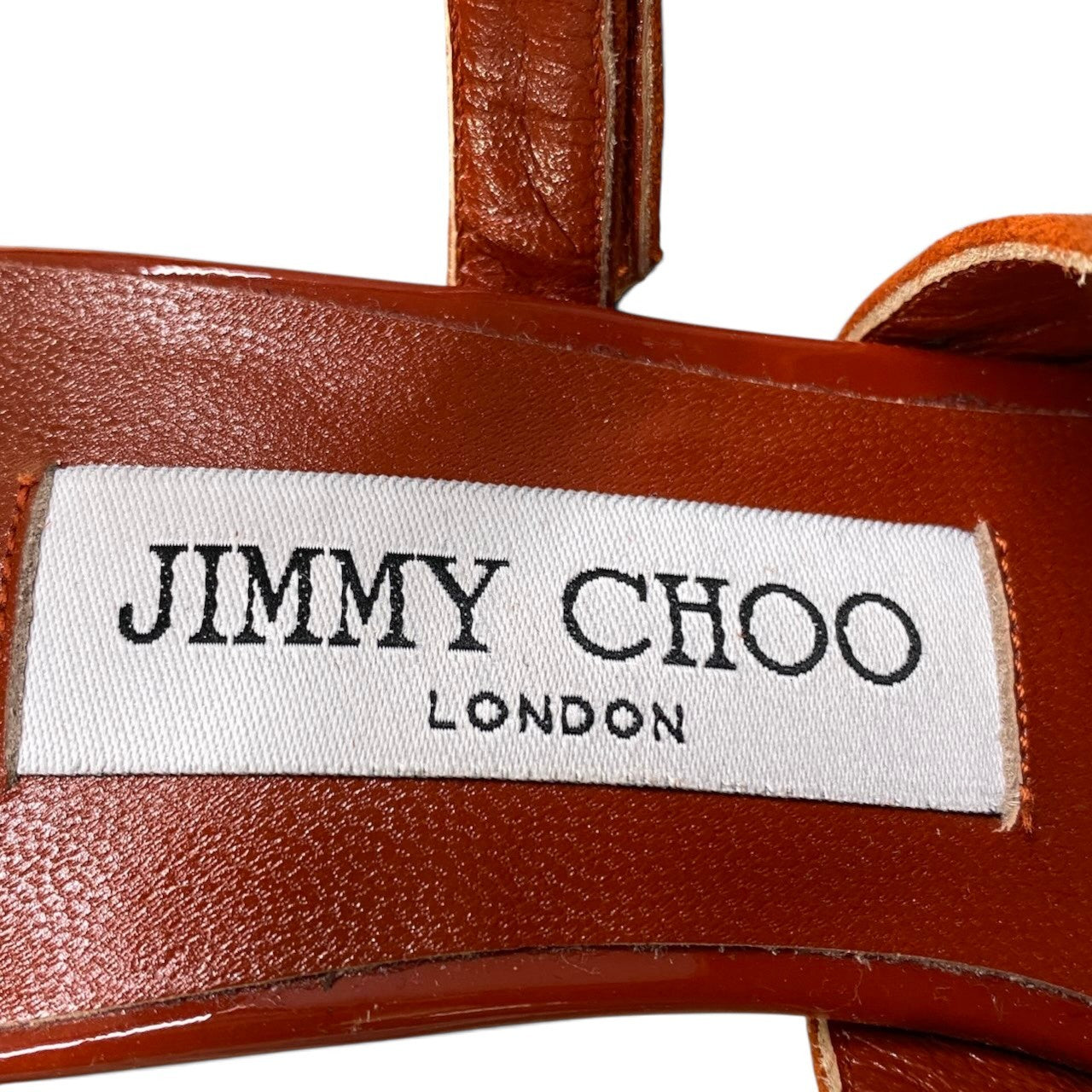 i1 JIMMY CHOO ジミーチュウ オープントゥ ストラップ ヒールサンダル サイズ36 オレンジ系 スウェードレザー レディースk02i