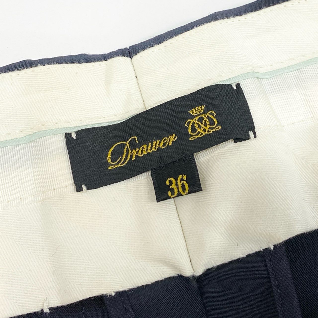 52d10 《極美品》 Drawer ドゥロワー ウールシルクタックパンツ テーパードスラックス イタリア製CERRUTI社製生地 6514-236-0885 サイズ36 ネイビー ウールシルク レディース ユナイテッドアローズ