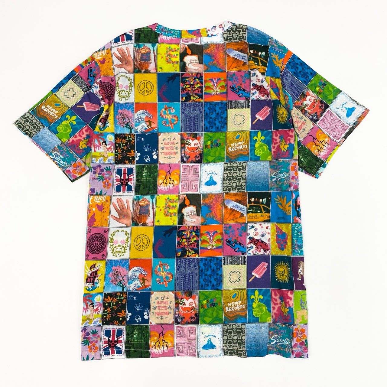 51f3 lucien pellat-finet ルシアンぺラフィネ 総柄デザイン 半袖Tシャツ カットソー サイズXL マルチカラー コットン100 メンズ 男性用
