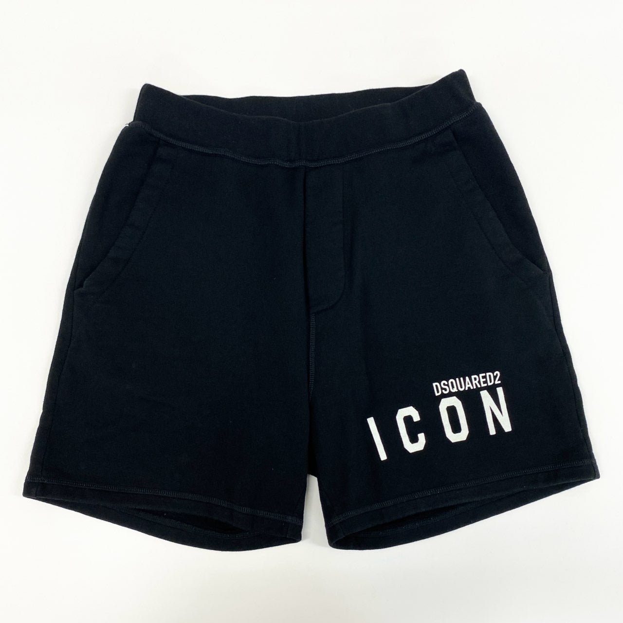 34f19 DSQUARED2 ディースクエアード スウェットハーフパンツ ショートパンツ ショーツ ボトムス アイコンロゴプリント S79MU0005 XS ブラック コットン