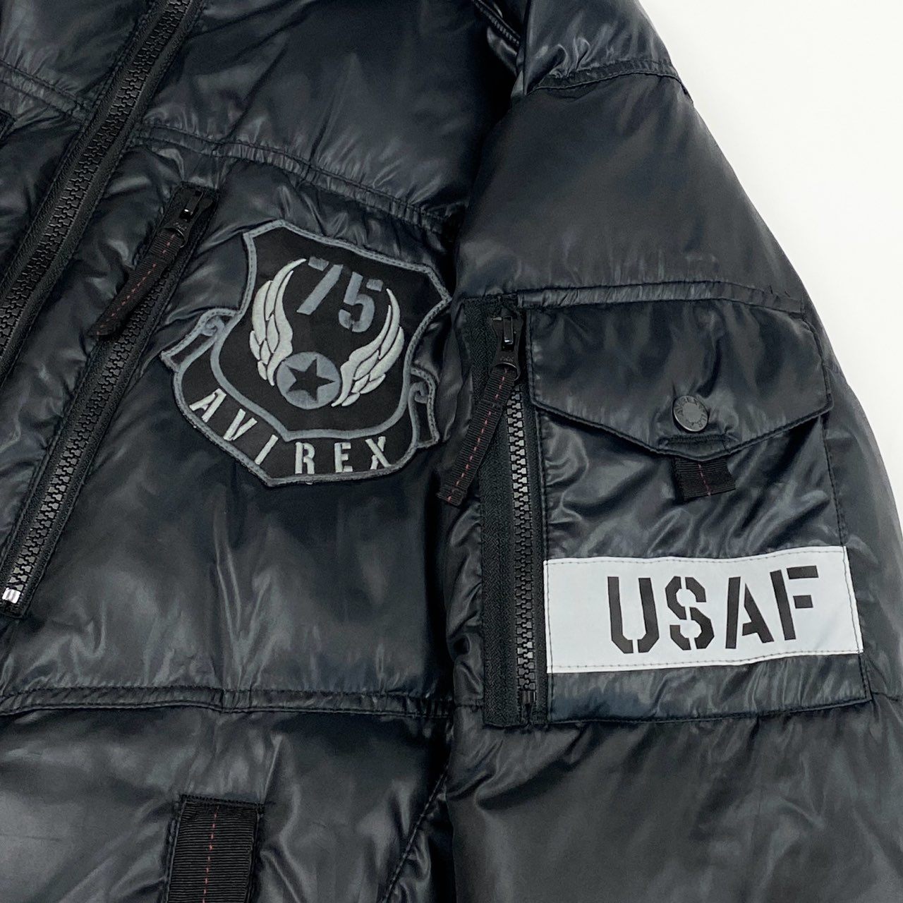69f21 AVIREX アヴィレックス CERAMIC PADDING USAF JACKET 中綿ジャケット メンズジャケット 男性用 6162140 L ブラック