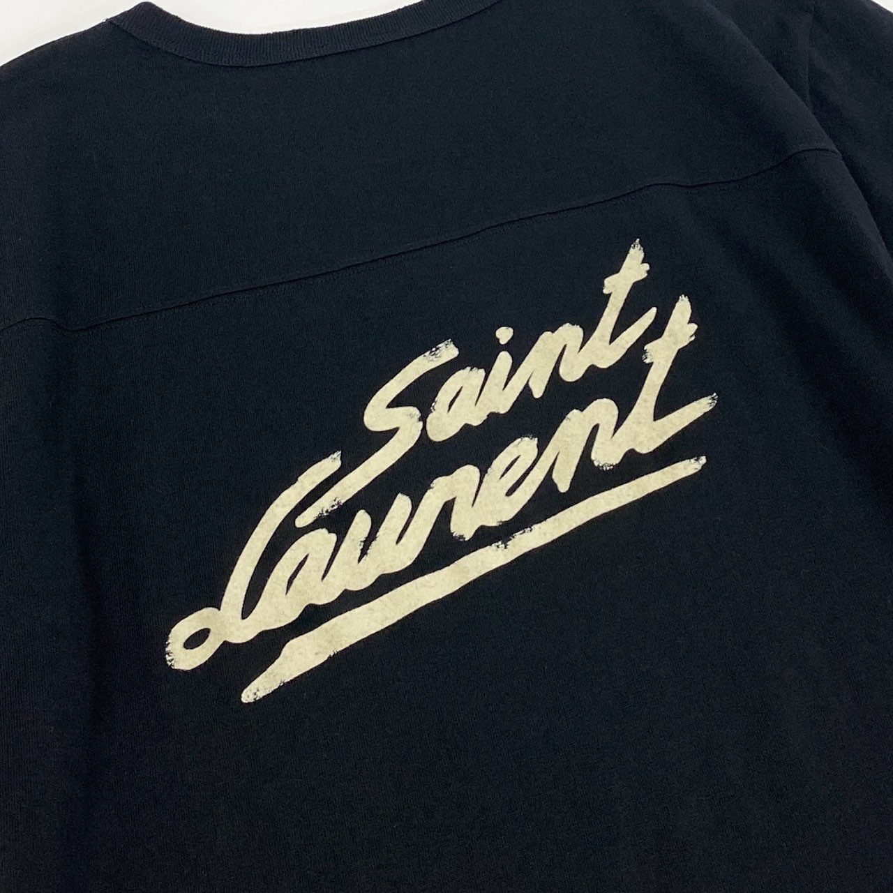 46f30 SAINT LAURENT サンローラン Signature Destroyed Tee カットソー Tシャツ 624992 M ブラック ダメージ加工 イタリア製