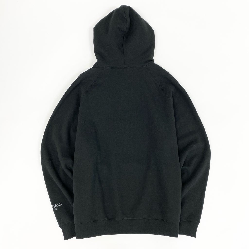 22d6 《美品》 Fear of God ESSENTIALS フィアオブゴッド エッセンシャルズ タグ付 フロントロゴ プルオーバーフーディ パーカー スエット 大きいサイズ XXL ブラック