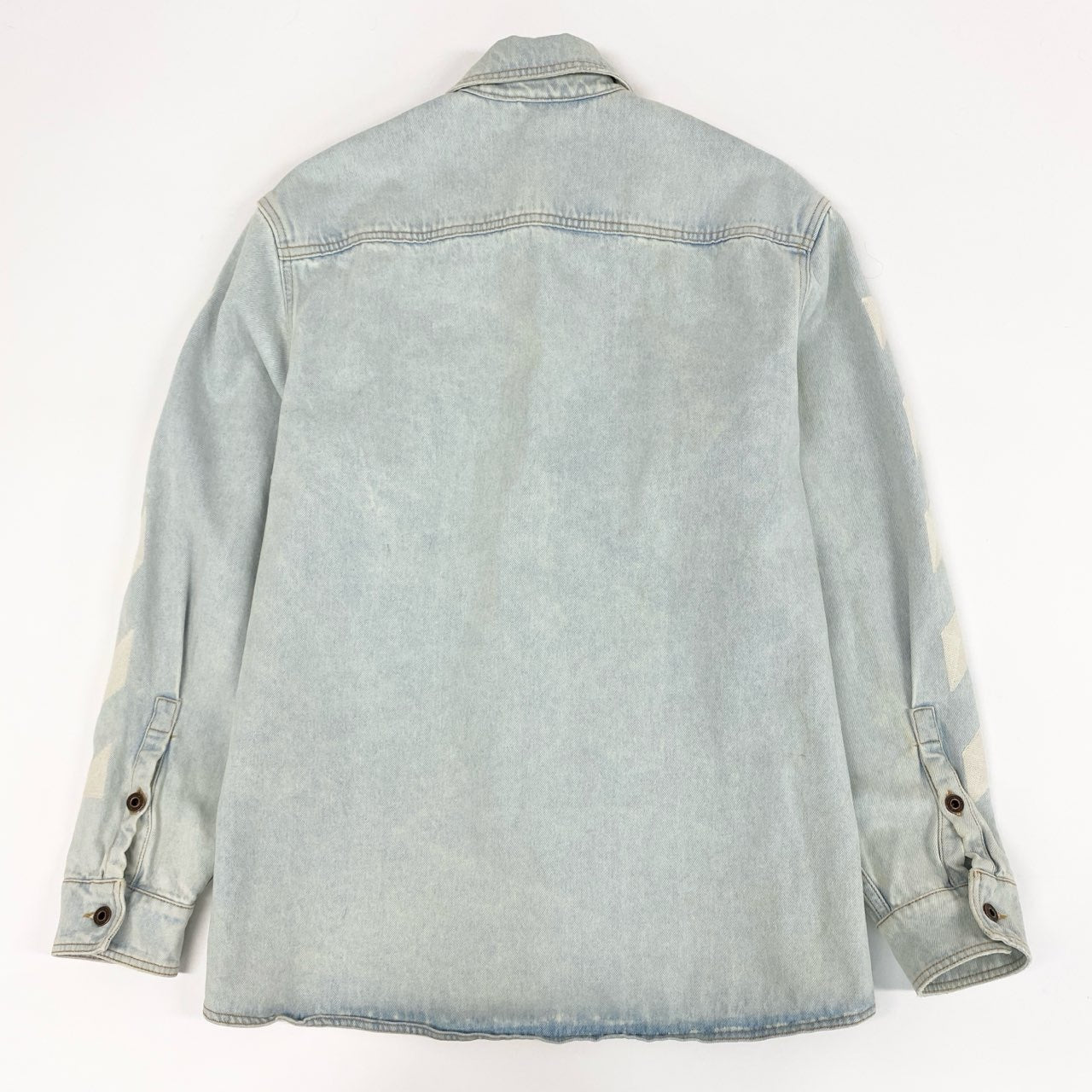 27a17 OFF-WHITE オフホワイト Diag Oversize Denim Shirt ダメージ加工 ロゴ オーバーサイズ デニム シャツ ジャケット OMYD017R20386018 M インディゴ デニム