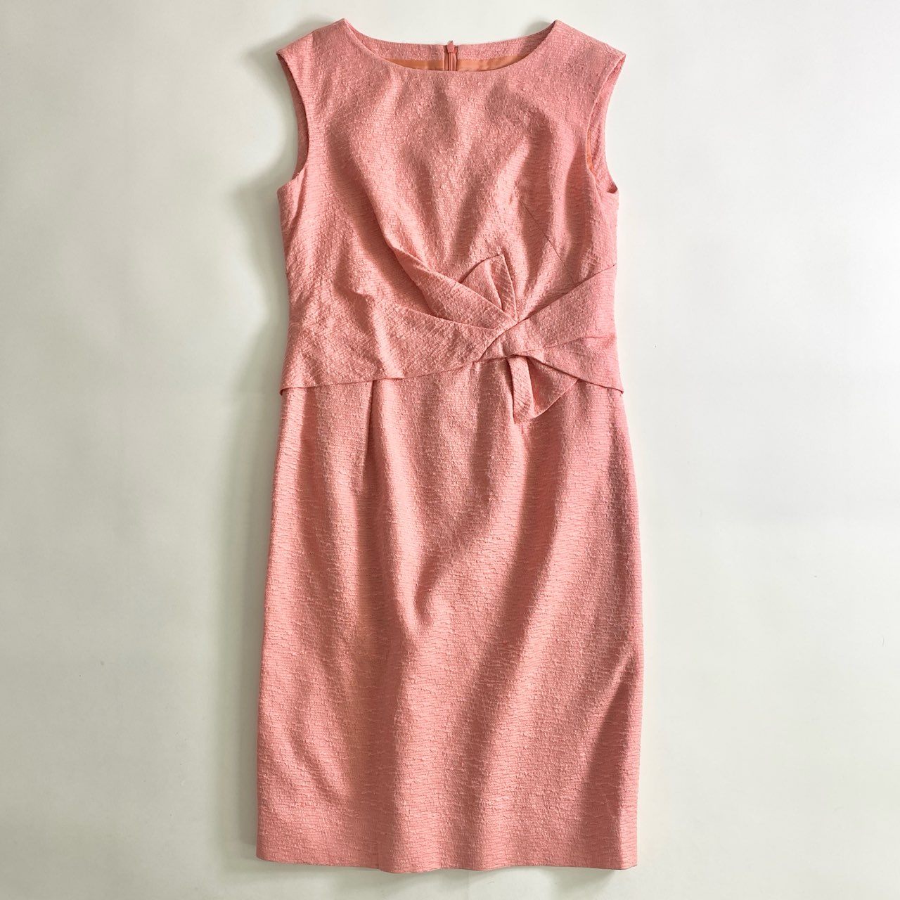 19c21 《未使用》 定価¥86,900 HANAE MORI ハナエモリ ノースリーブワンピース 38 ピンク ドレス ウエストリボン タグ付き