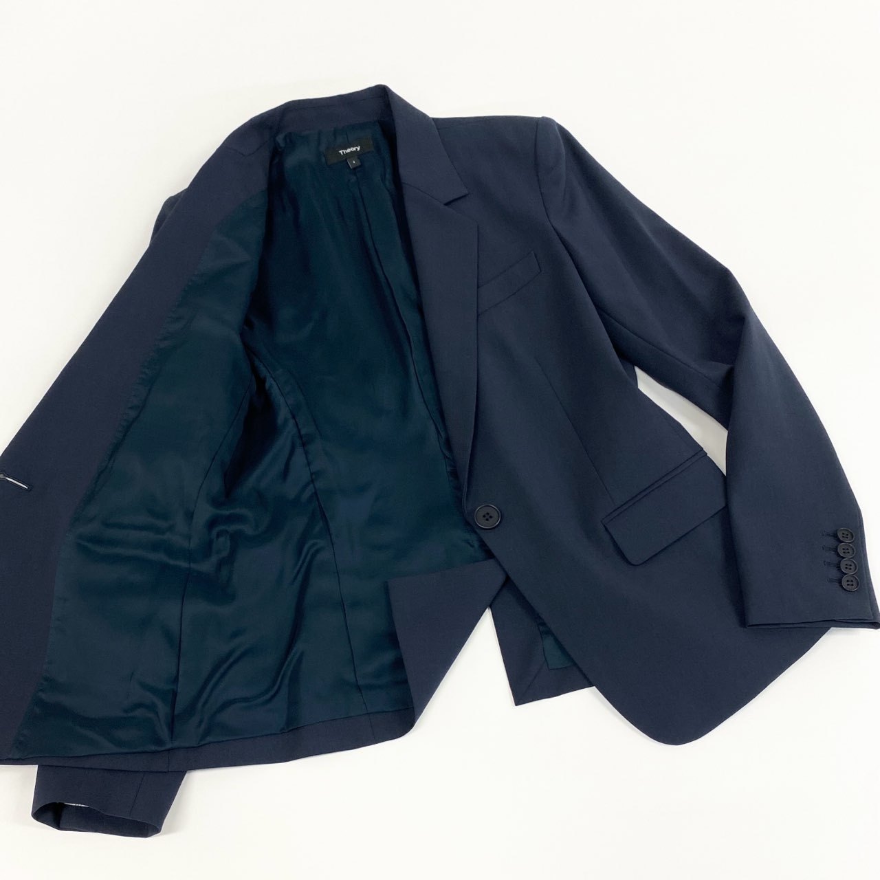 86f24 【美品】 Theory セオリー セットアップスーツ スカート フォーマル テーラードジャケット レディース 女性用 ジャケット4/スカート2 ダークネイビー