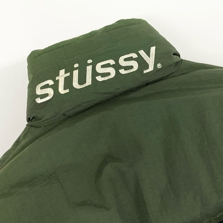 80g23 STUSSY SPORT ステューシー スポーツ 90s VINTAGE OLD STUSSY ダウンジャケット L カーキ ネイビー ヴィンテージ_