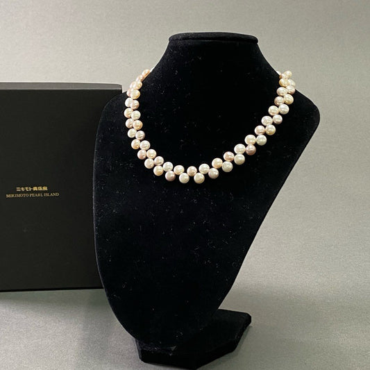 1d5 ミキモト真珠島  パール ネックレス 丸玉7.0~8mm 本真珠 アクセサリー 小物 レディース 女性用 ピンク ホワイト系