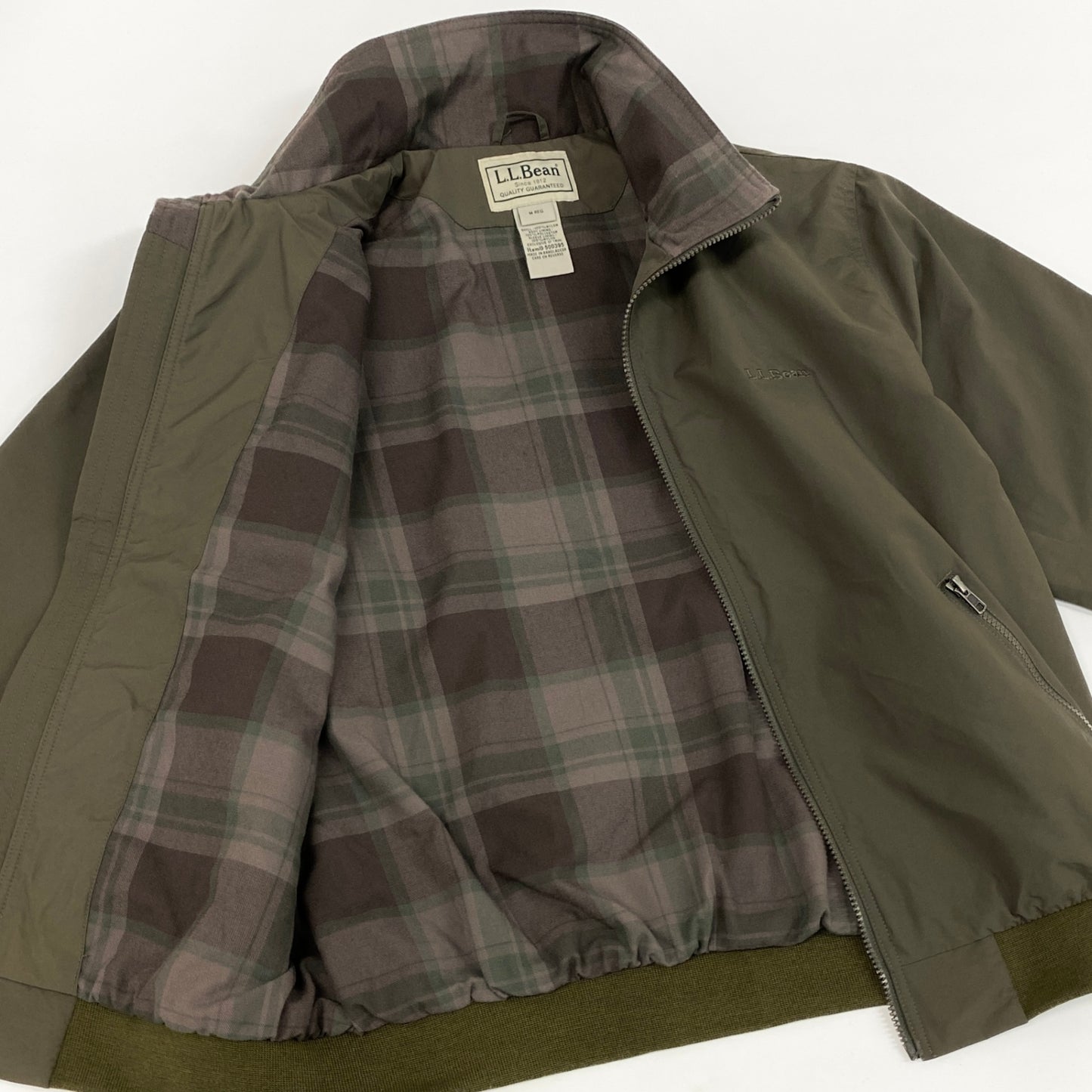 30h29《美品》L.L.Bean エルエルビーン ウォームアップジャケット ブルゾン フランネル裏地付き 耐水性 500395 Mサイズ カーキ メンズ 男性用u02t