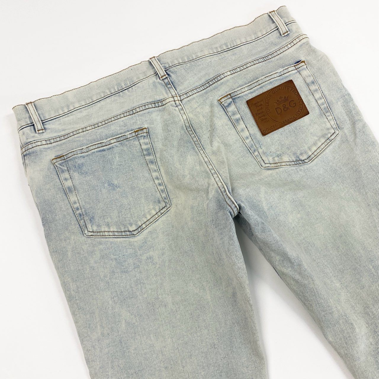 27a17 DOLCE&GABBANA ドルチェアンドガッバーナ ダメージ加工 デニムパンツ ジーンズ クラッシュ加工 イタリア製 SLIM 54 ライトブルー