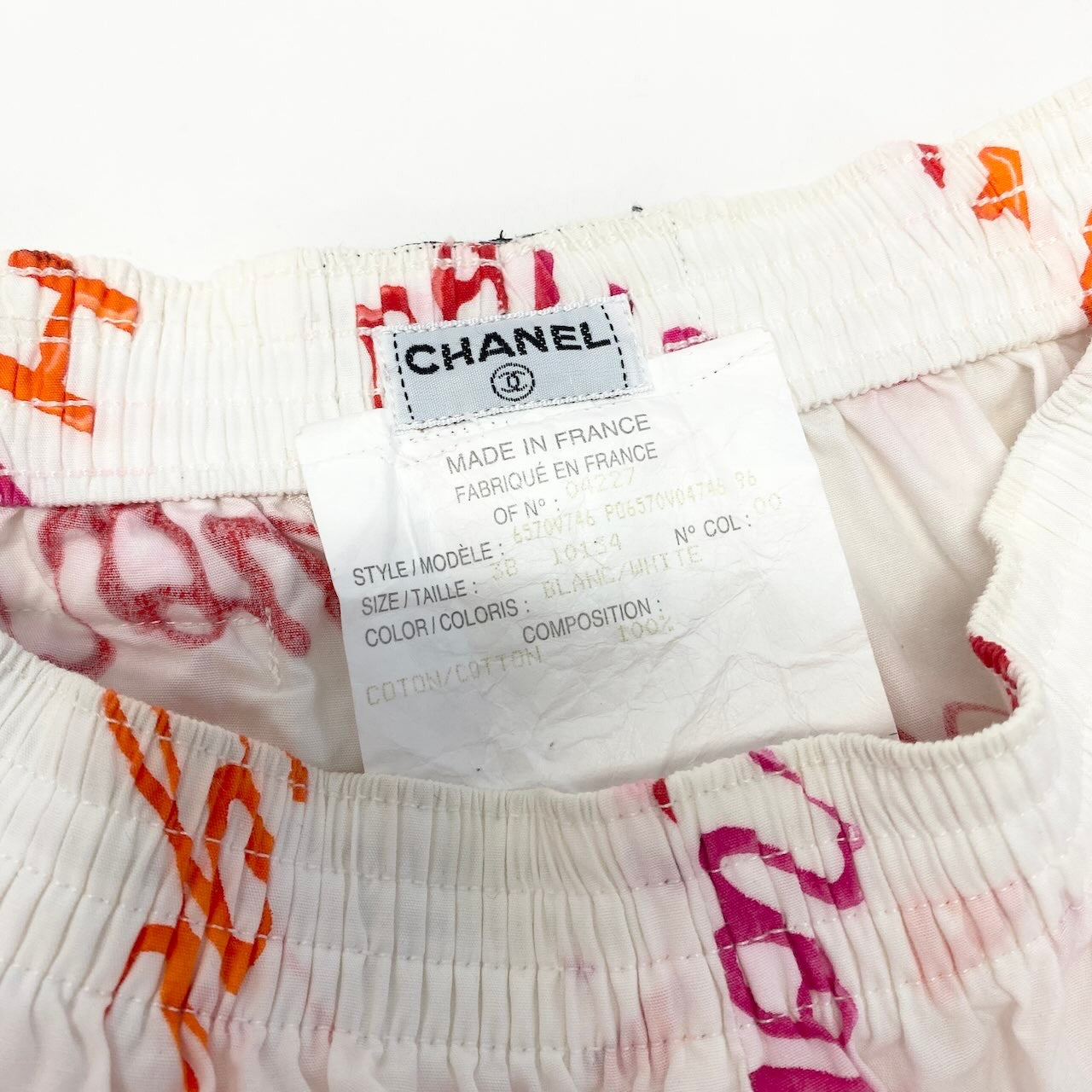 e8 CHANEL 1996年 ヴィンテージ コットンショートパンツ 38サイズ ホワイト コットン100% レディース 女性用u02t