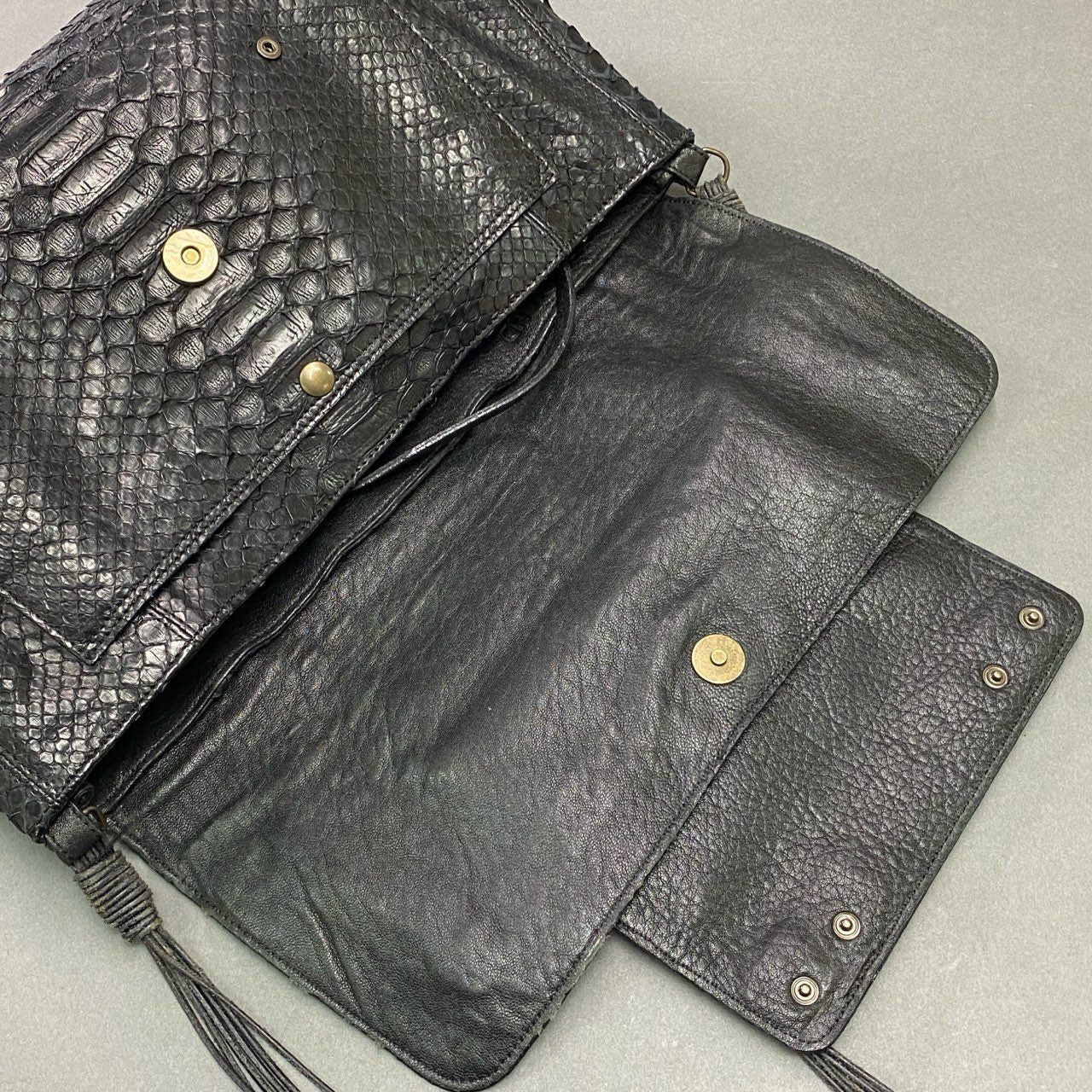 Cc21 JEROME DREYFUSS ジェローム ドレイフェス 00s Y2K パイソンレザー ショルダーバッグ ブラック Leather Japanese Label Vintage ヴィンテージ カバン