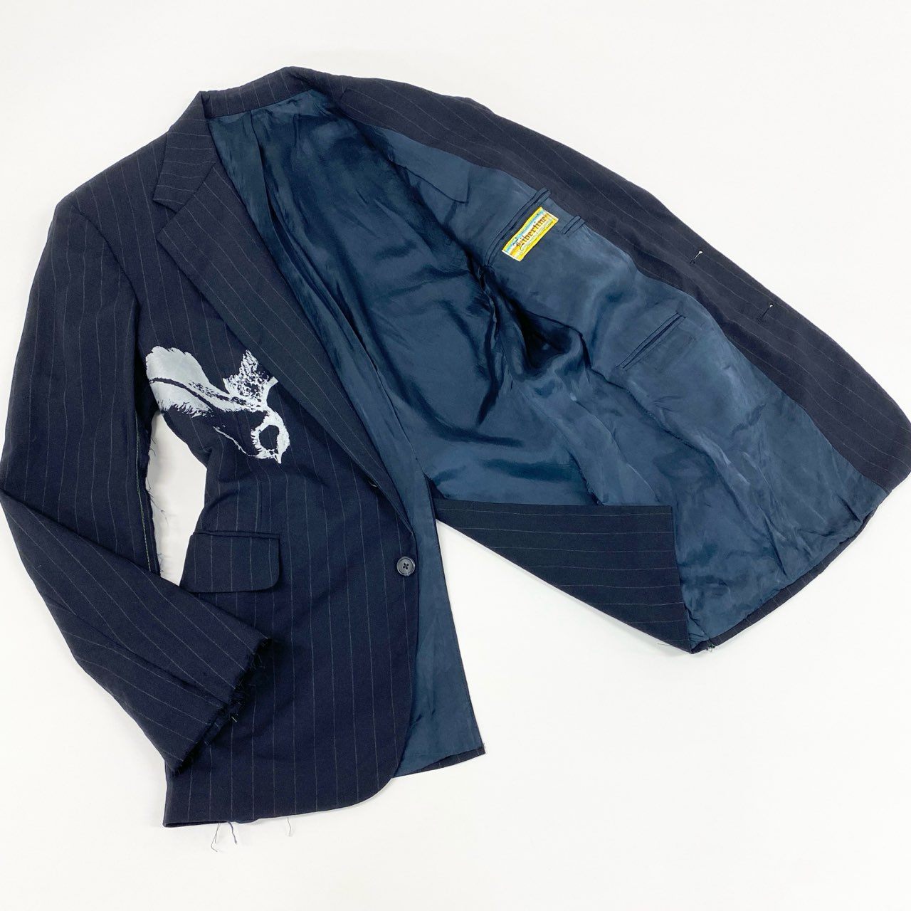 4c28 【新品保管品】 LIBERTINE リバティーン タグ付き テーラードジャケット ストライプ BARNEYS NEWYORK バーニーズニューヨーク 切りっぱなし 06011 00 ダークグレー