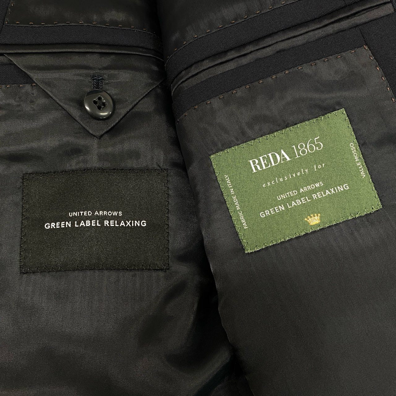 49f2 GREEN LABEL RELAXING united arrows グリーンレーベルリラクシング REDA社生地 セットアップスーツ ジャケット ボトムス ビジネス◎ フォーマル◎ 背抜き 46 ネイビー ウール