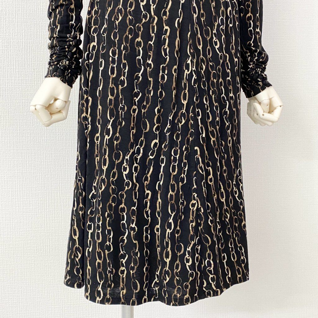 53h21 《未使用保管品》 定価¥74,550 タグ付き MaxMara マックスマーラ イタリア製 カシュクール 長袖ワンピース ドレス ロングスリーブ 38 ブラック