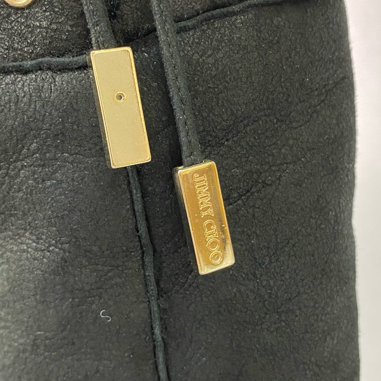 3c11 JIMMY CHOO ジミーチュウ ムートンロングブーツ 37 ブラック レザー レースアップ シューズ ボア イタリア製 冬