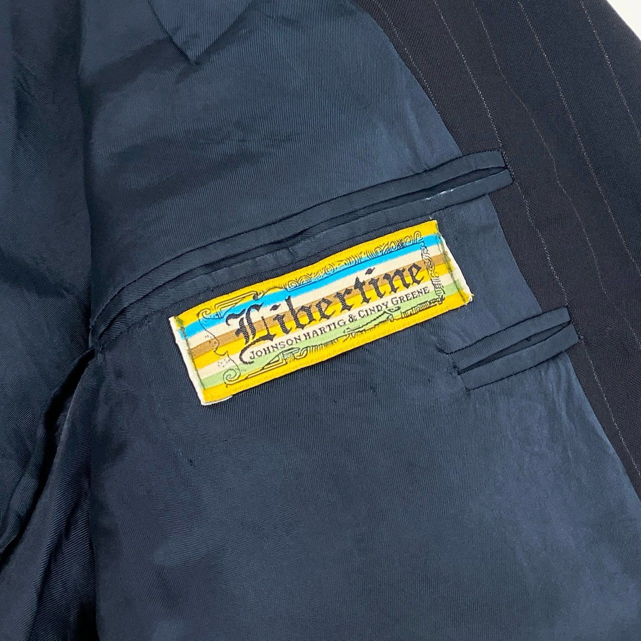 4c28 【新品保管品】 LIBERTINE リバティーン タグ付き テーラードジャケット ストライプ BARNEYS NEWYORK バーニーズニューヨーク 切りっぱなし 06011 00 ダークグレー