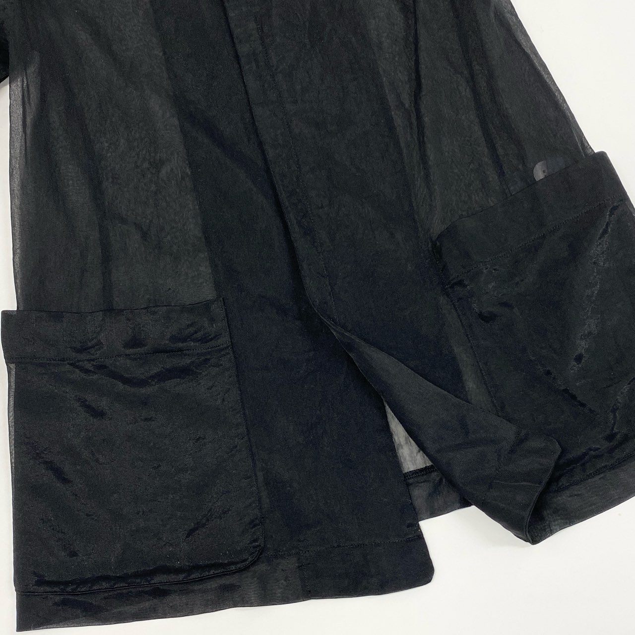 43e12 COMME des GARCONS コムデギャルソン プルオーバー シアーシャツ S ブラック 透け感 メッシュ 半袖 夏 ヴィンテージ