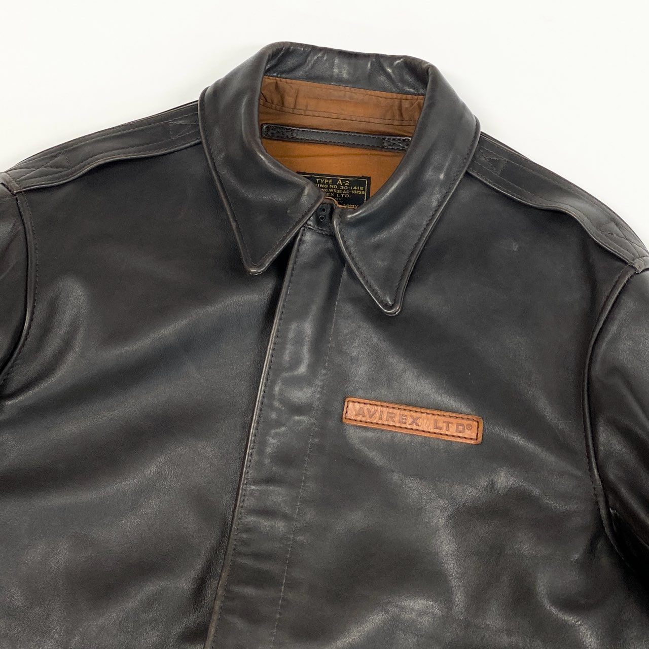 16j20 AVIREX アヴィレックス A-2 胸ワッペン レザー フライトジャケット 2191000 40 ブラウン Leather Flight Jackett18r