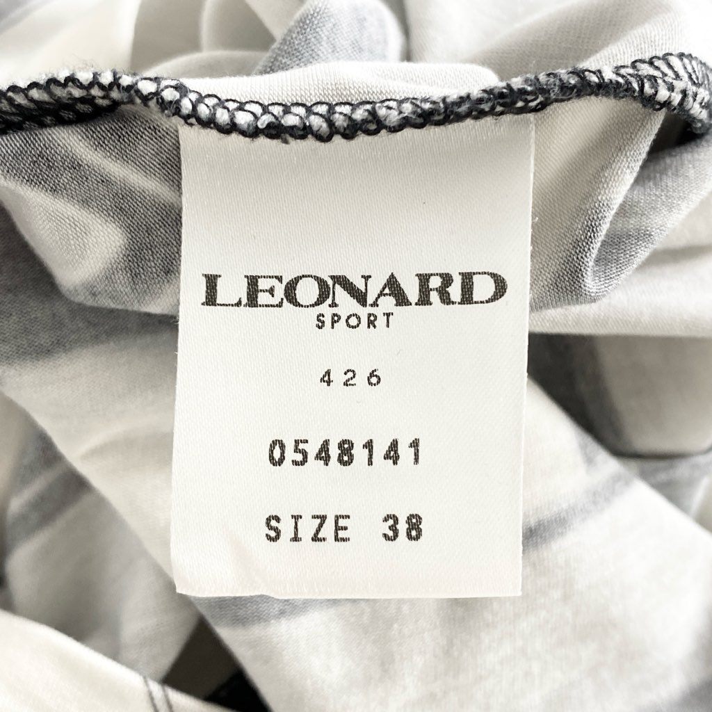 5e8 LEONARD SPORT レオナール スポーツ タートルネック 長袖Tシャツ ロングスリーブカットソー トップス 伸縮ストレッチ サイズ38 ブラ ック ホワイト レディース 日本製