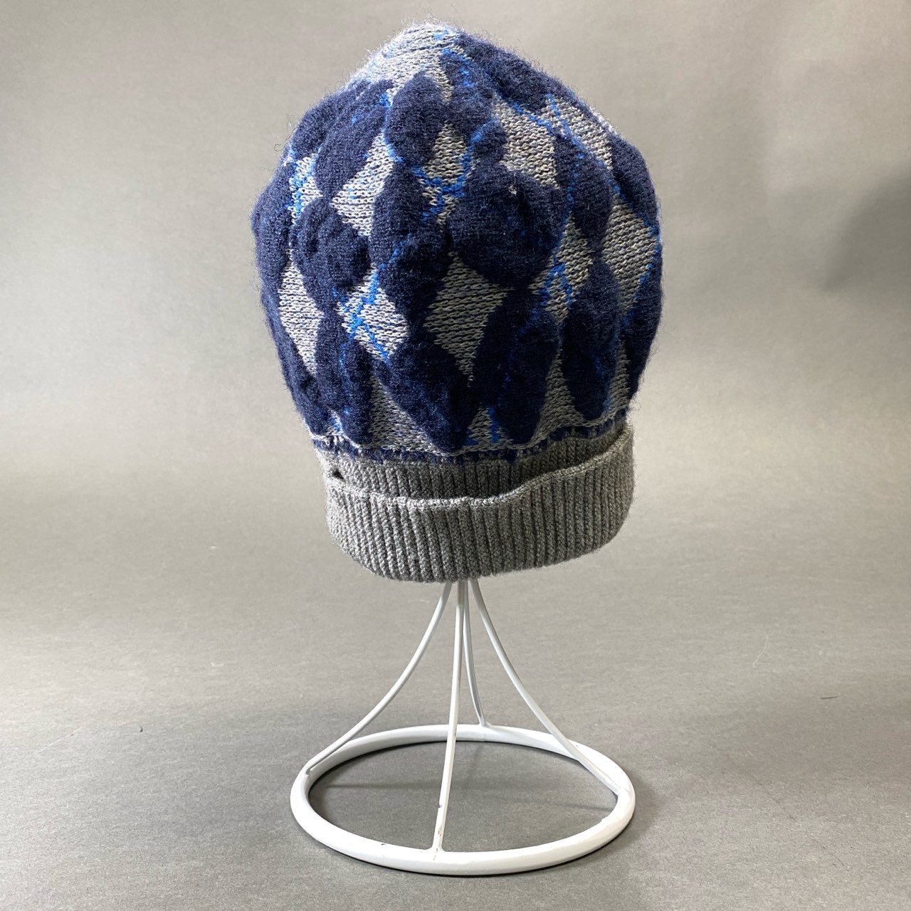g29 Vivienne Westwood ヴィヴィアンウエストウッド オーブ刺繍 ニット帽 ビーニー アーガイル模様 ネイビー グレー メンズ 男性用k02i