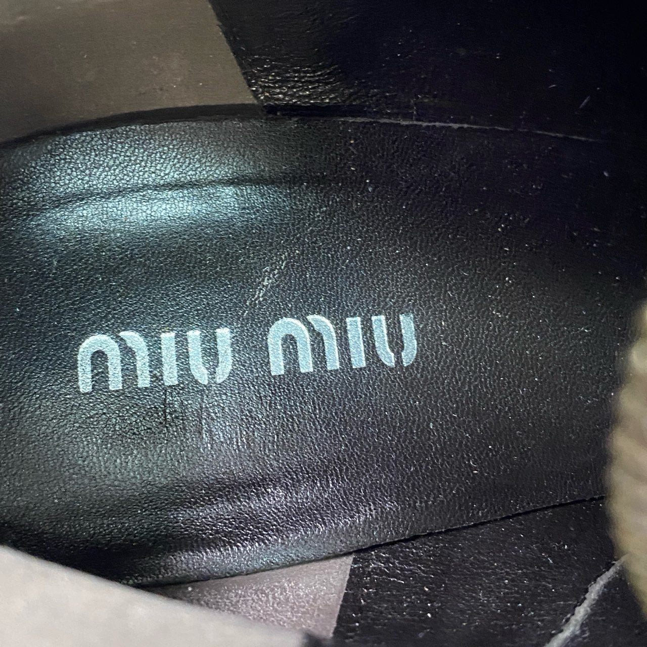 3c18 イタリア製 miu miu ミュウミュウ ボア ロングブーツ リボン シューズ 37 キャメル ブラウン系 スエードレザー