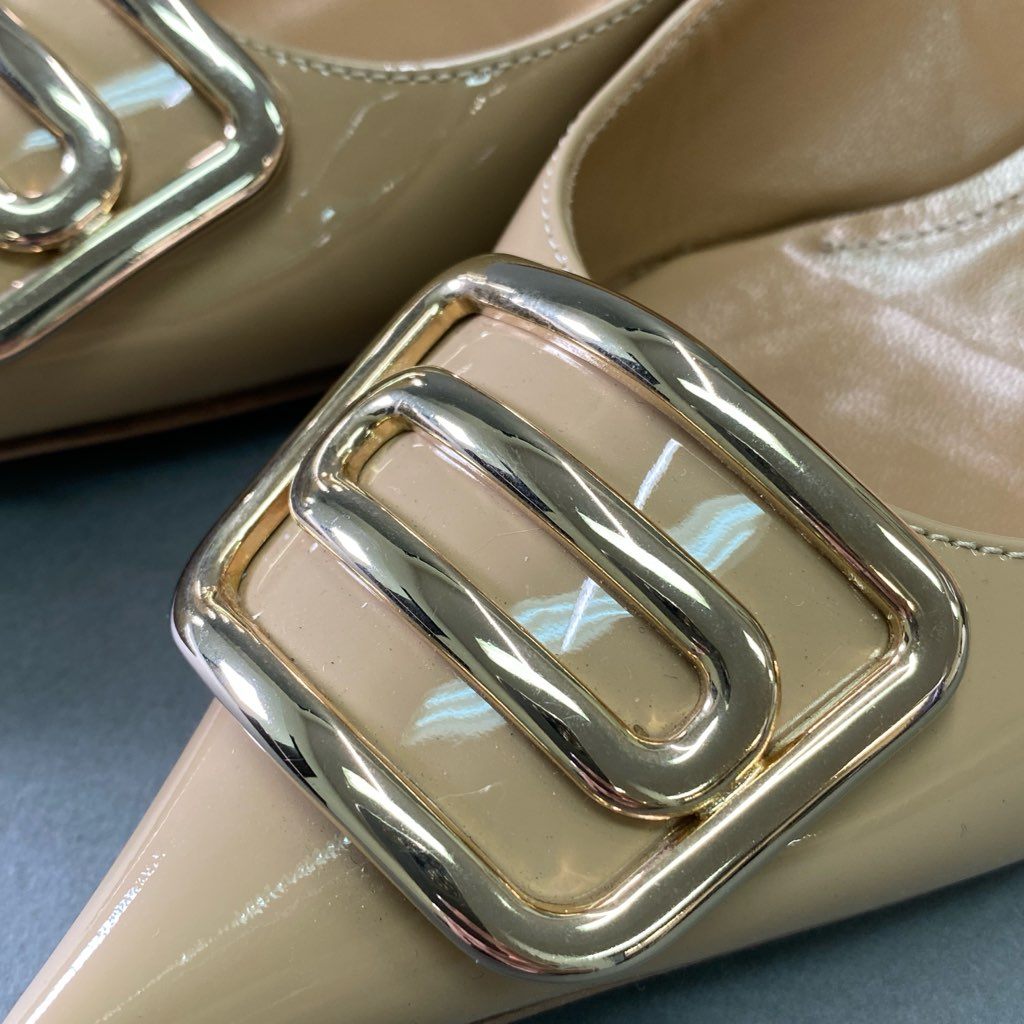 5f7 【美品】 イタリア製 PELLICO ペリーコ パテントレザー ポインテッドトゥ パンプス サイズ36 ベージュ レディース 女性用