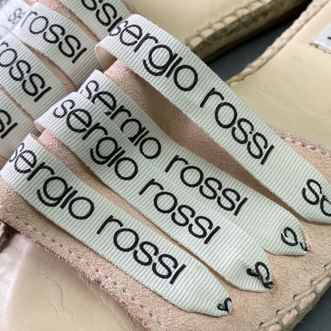 4f6 定価¥41.800 Sergio Rossi セルジオロッシ × MANEBI マネビ srアディクション エスパドリーユ サンダル 39 ピンク スエード シューズ
