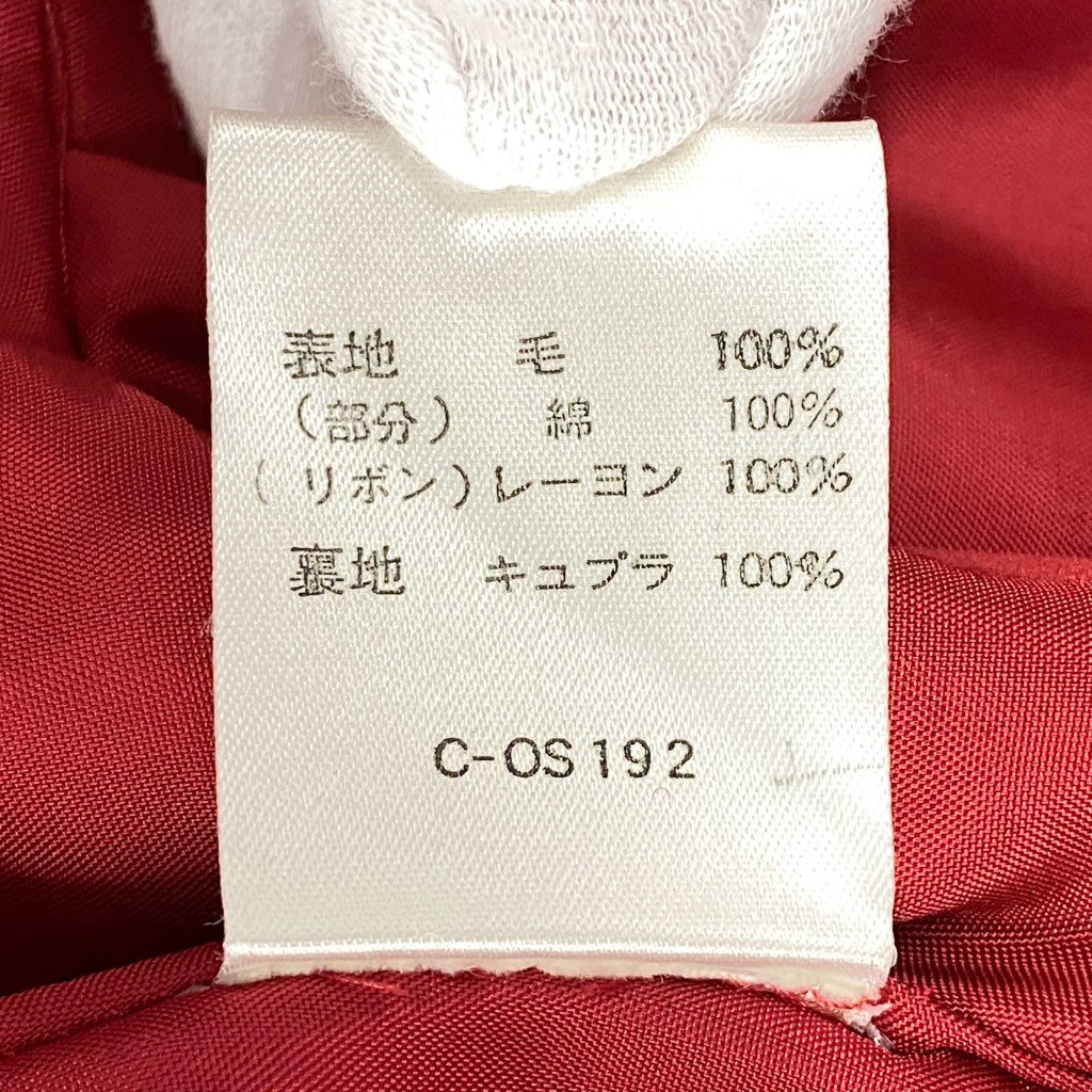 63d8-3 Thierry mugler ティエリー ミューグレー ジャケット/スカート スーツ セットアップ レースアップ フレア ボウタイ 変形デザイン サイズ9AR/63-90 レッド ウール100% レディース 日本製