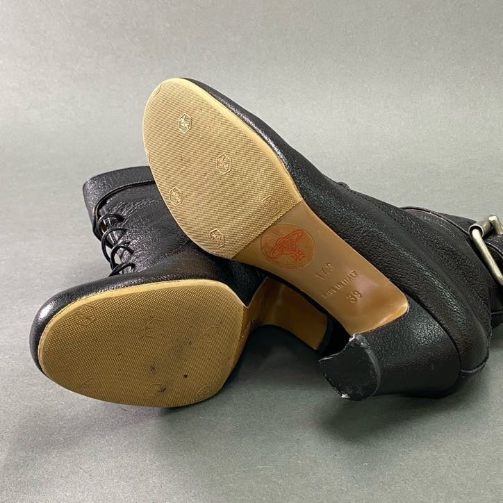 2f5 Vivienne Westwood ヴィヴィアンウエストウッド ピンバックルベルト ショートブーツ 39 ブラック レザー ブーティ シューズ 箱付き