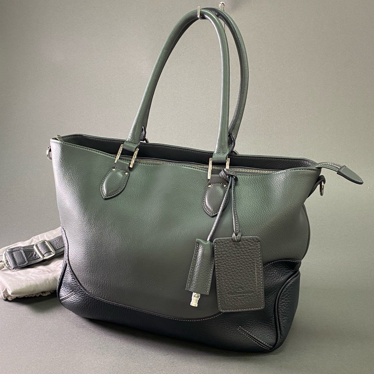 Ek12 《極美品》 PELLE MORBIDA ペッレ モルビダ Maiden Voyage メイデンヴォヤージュ 2WAY トートバッグ カーキ レザー ブリーフケース ビジネス フォーマル オフィス カバン
