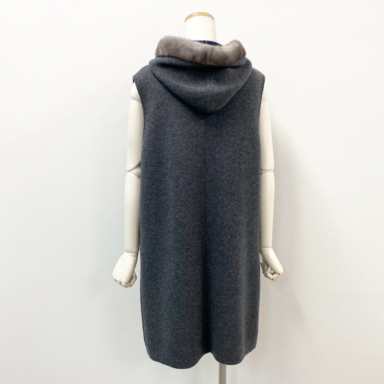 58f20 【新品】定価66万円 GRES PARIS グレ パリ ブルーアイリスミンク ダブルフェイス カシミヤ100% ニットベストコート カシミヤコート サイズL レディース 婦人服 ニットベスト アウター