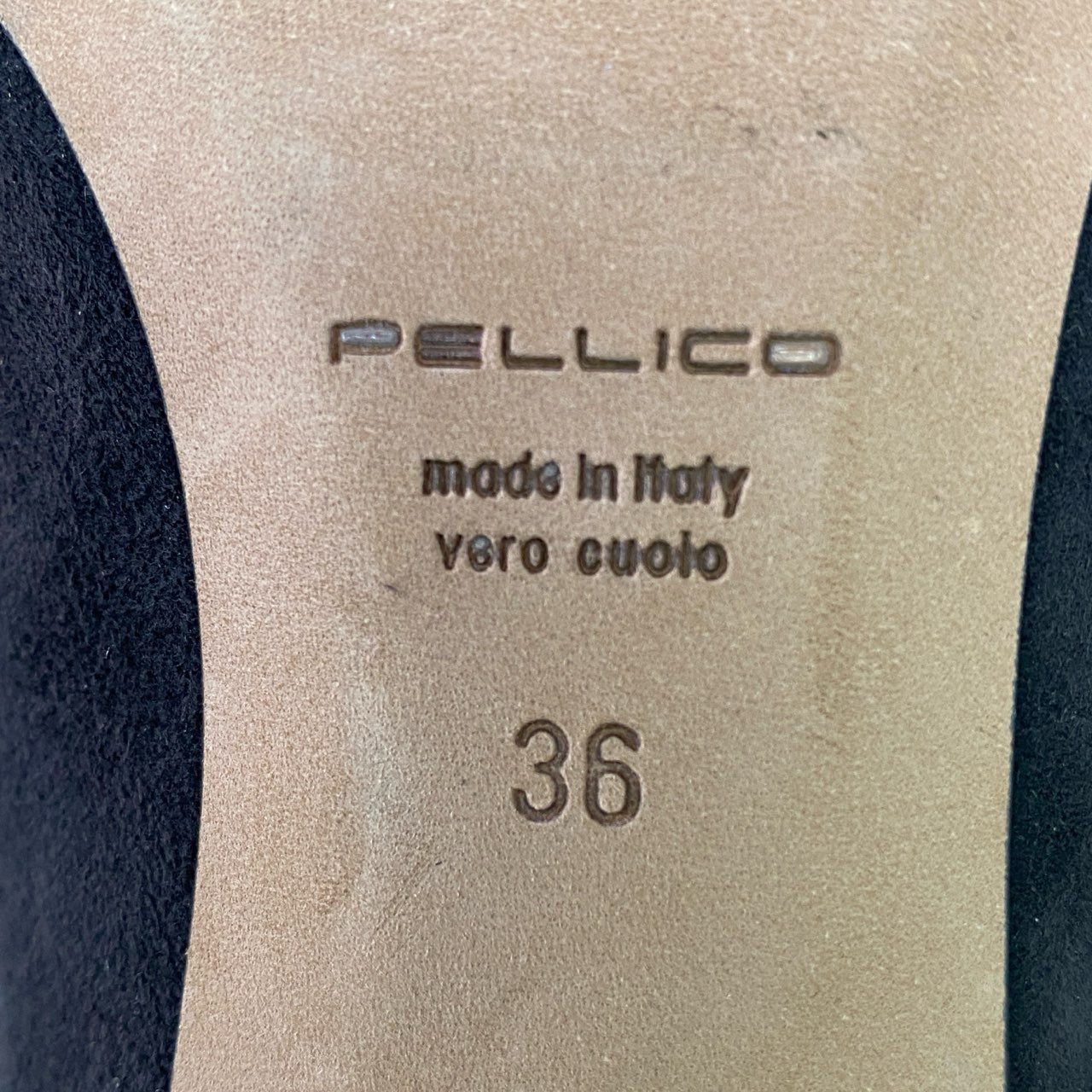 6c25 PELLICO ペリーコ スタッズ ポインテッドトゥ パンプス シューズ イタリア製 36 ダークグレー ブラック系 スエードレザー