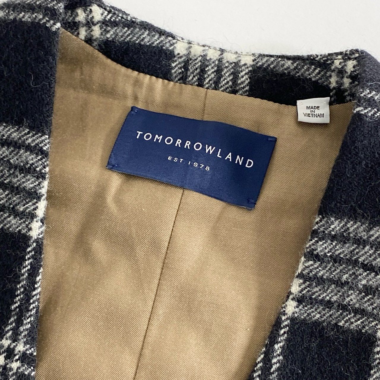 6d23 【美品】 TOMORROWLAND トゥモローランド 縮絨フランネルウール チェック柄 ジレ ベスト XS メンズ ドレススタイル