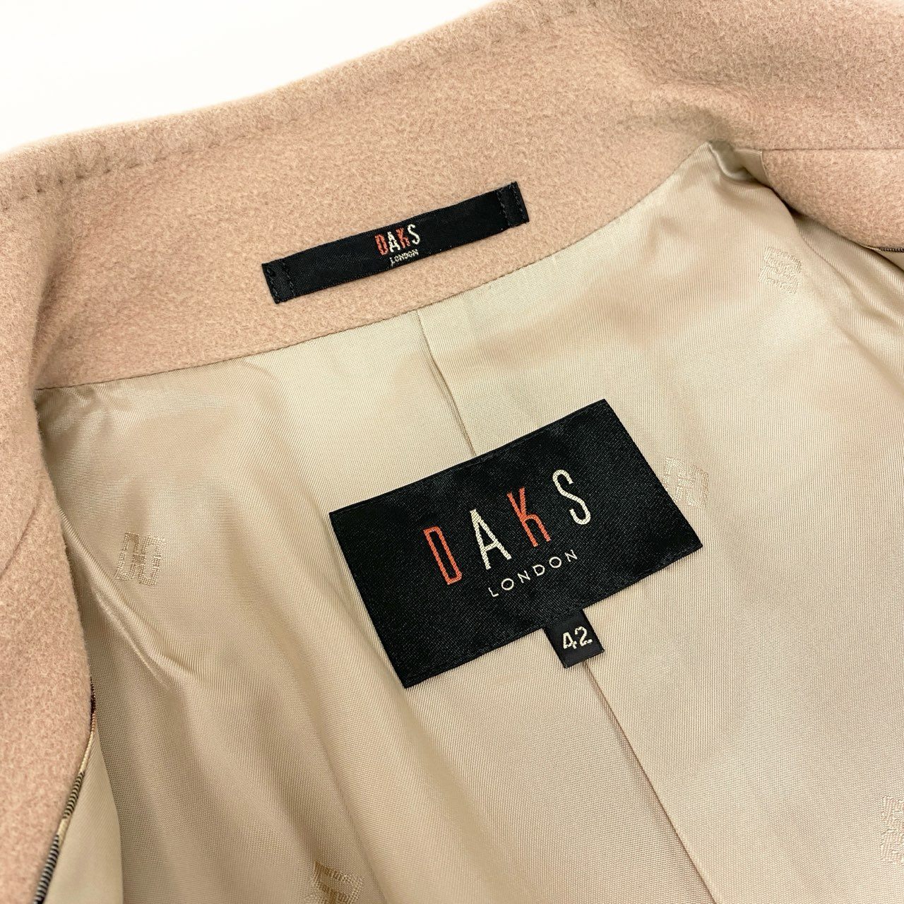 23i17 DAKS LONDON ダックス 日本製 アンゴラ混 ロングコート 大きいサイズ 42 XLサイズ相当 ベージュ ウール レディースk02i