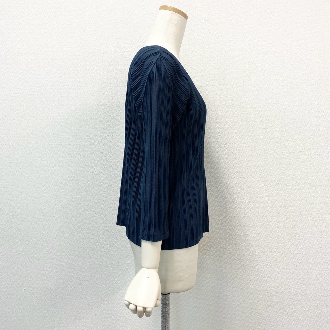 41h24 PLEATS PLEASE プリーツプリーズ イッセイミヤケ カットソー トップス プリーツ加工 PP23-FK353 サイズ3 ネイビー ポリエステル レディースu02t