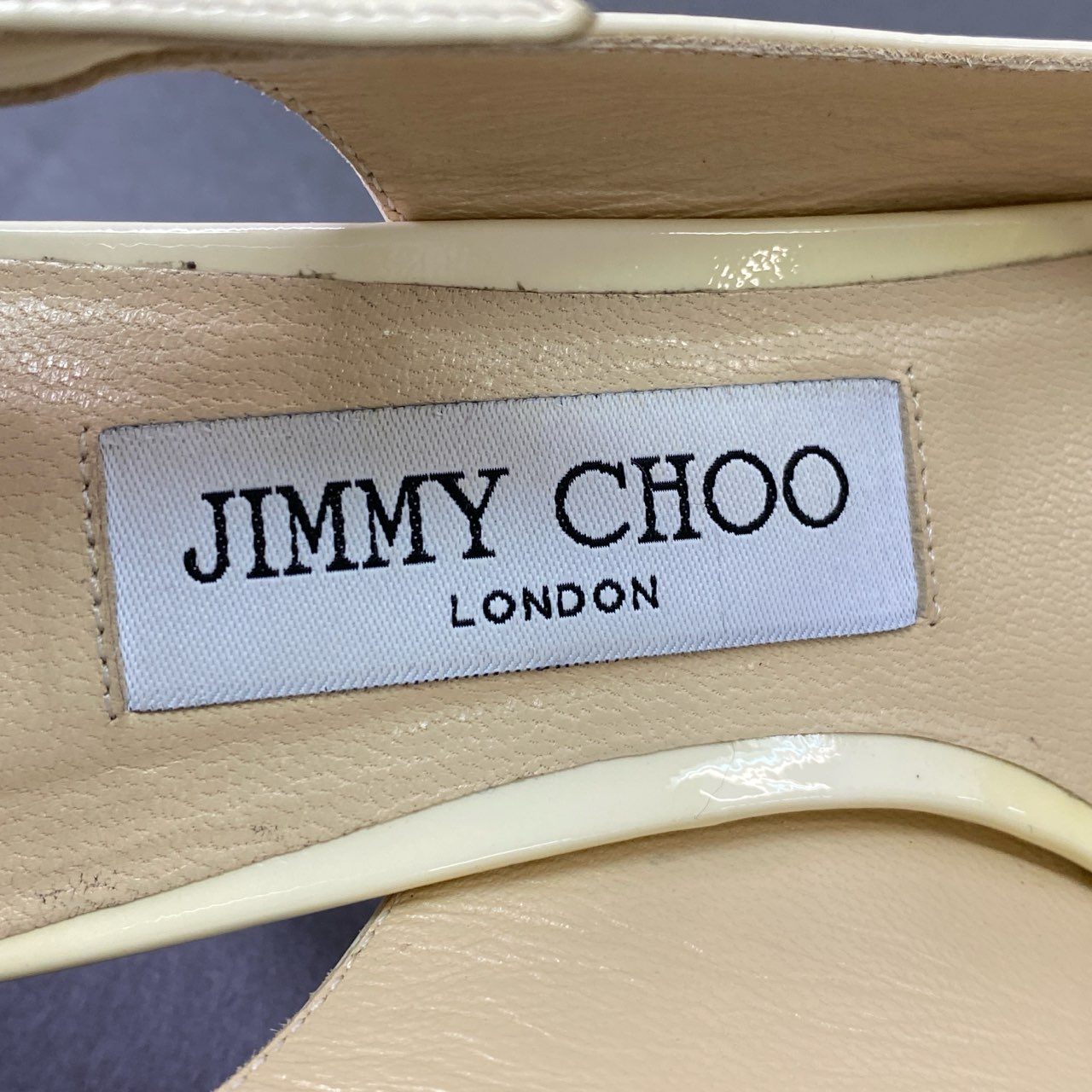 5j10 JIMMY CHOO ジミーチュウ ERIN 60 ストラップ エナメルパンプス 37 ホワイト パテントレザー スリングバック シューズ ミュール イタリア製
