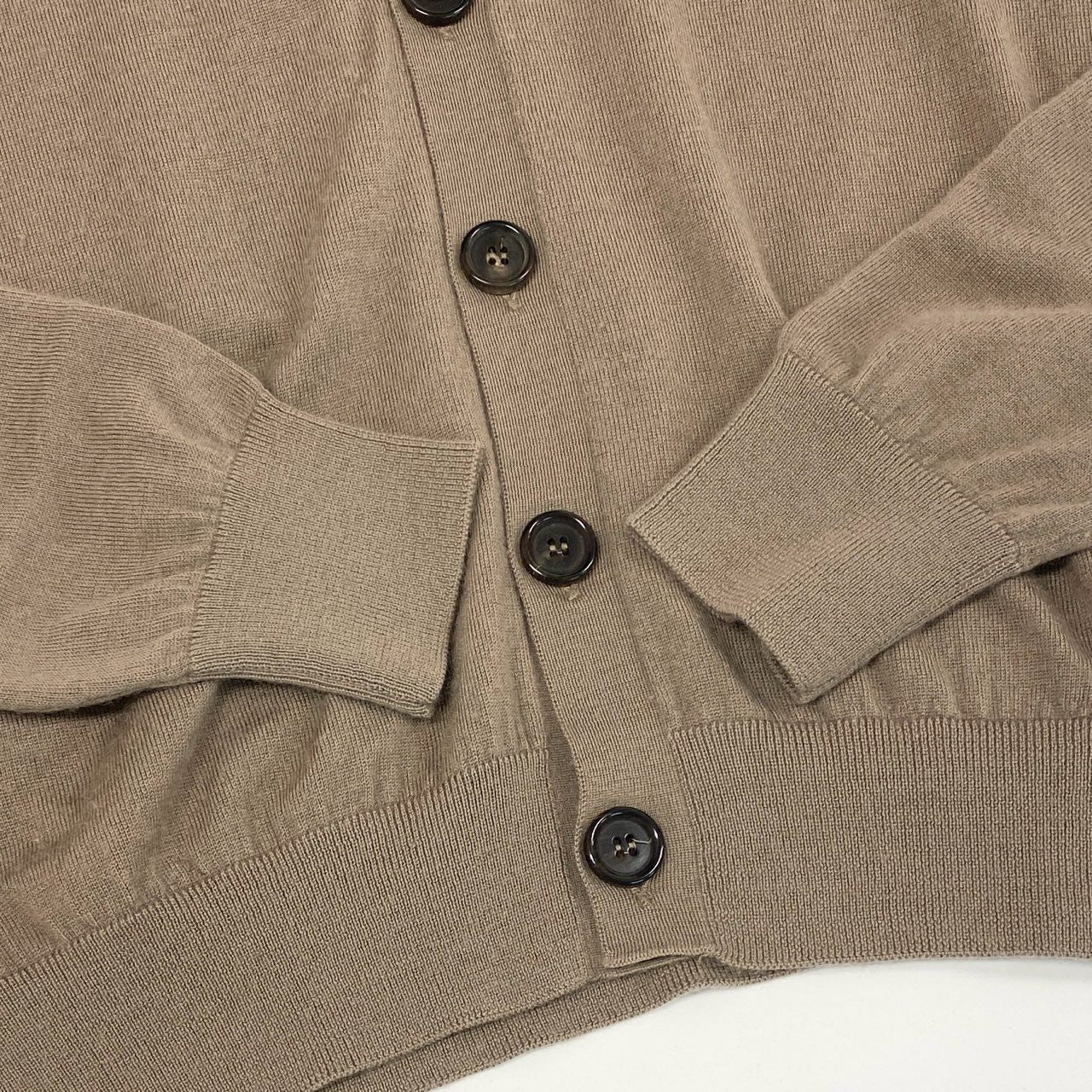53e19 RALPH LAUREN PURPLE LABEL ラルフローレン パープルレーベル 総カシミヤ 長袖 ニット カディガン 羽織 トップス Sサイズ ブラウン ベージュ系 カシミア100%