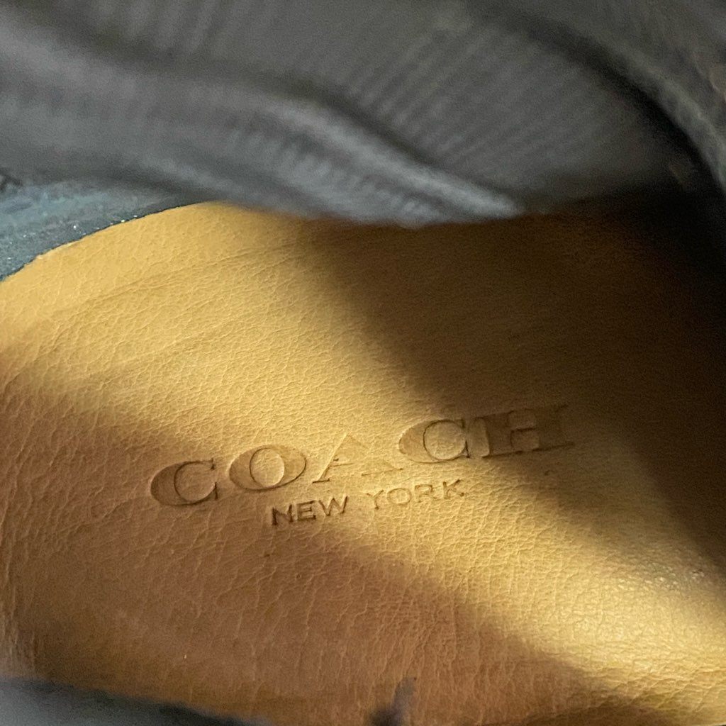 3f7 《極美品》 COACH コーチ バックル付き ロングブーツ 36 ブラック レザー サイドジップ 本革 シューズ